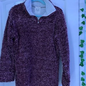 Boutique Deep Mauve Sherpa Pullover
